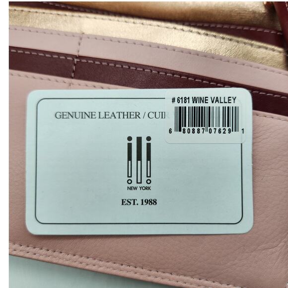 iLi Genuine Leather RFID Clutch Crossbody Bag – 6181 Wine Valley NWOT - Picture 3 of 8